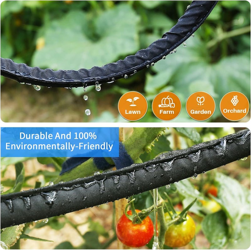 Hlinker Flat Soaker Hose 75 150 FT for Garden Beds, 150FT 1/2" Linkable Consistent Drip Irrigation Hose Save 80% Water, Leakproof Heavy Duty Double Layer Sprinkler Hose - Image 5